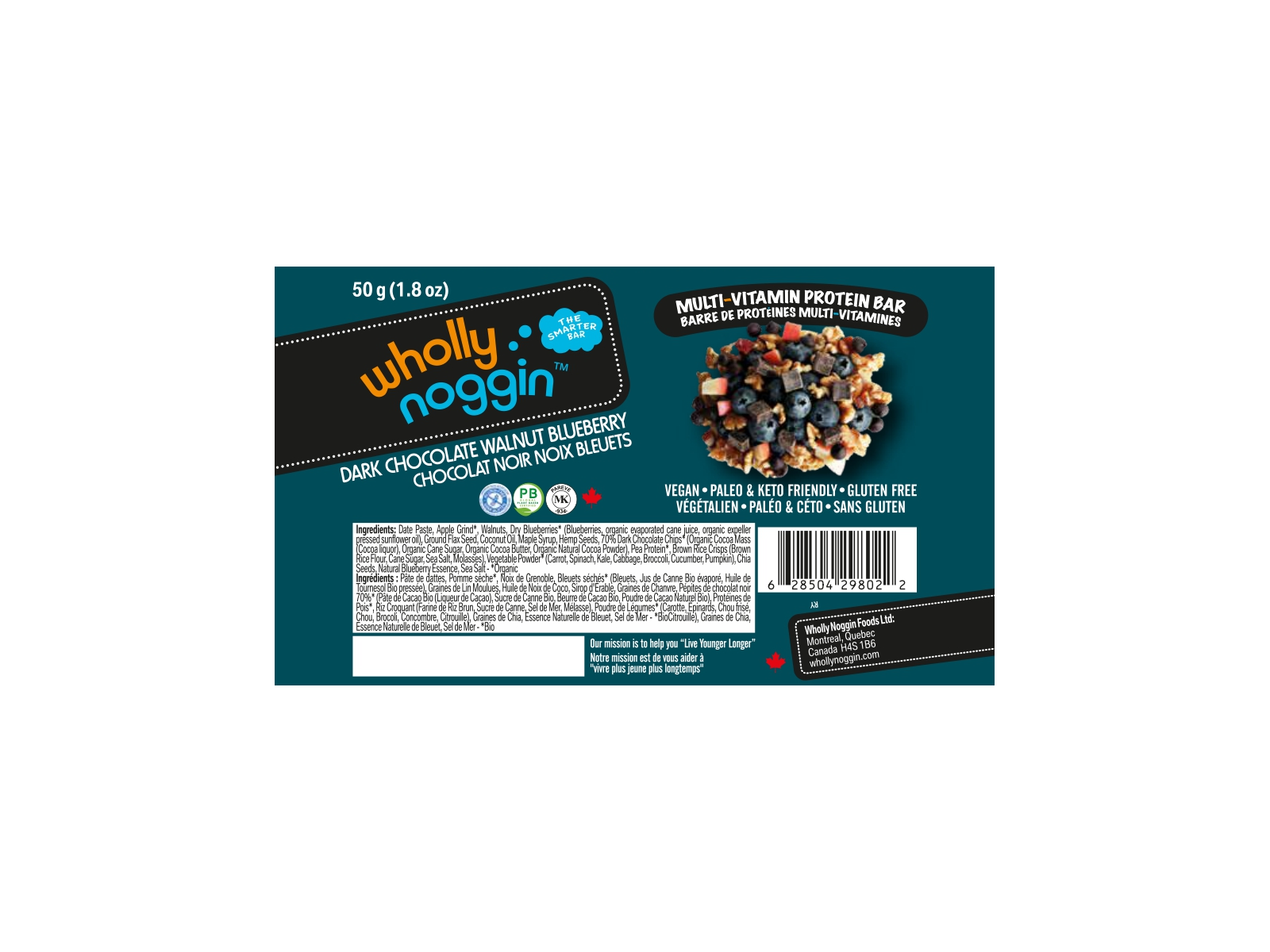 Dark Chocolate Walnut Blueberry Bar